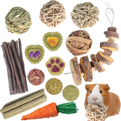 Rabbit Toys for Bunny, Small Animal Chew Treat - 100% Natural Materials Handmade for Hamster/Guinea Pig/Chinchilla/Rat…