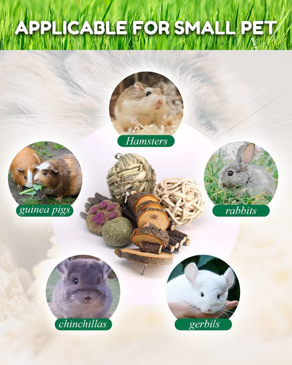 Rabbit Toys for Bunny, Small Animal Chew Treat - 100% Natural Materials Handmade for Hamster/Guinea Pig/Chinchilla/Rat…