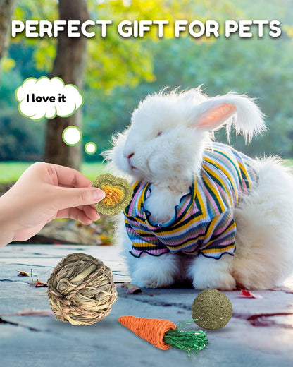 Rabbit Toys for Bunny, Small Animal Chew Treat - 100% Natural Materials Handmade for Hamster/Guinea Pig/Chinchilla/Rat…