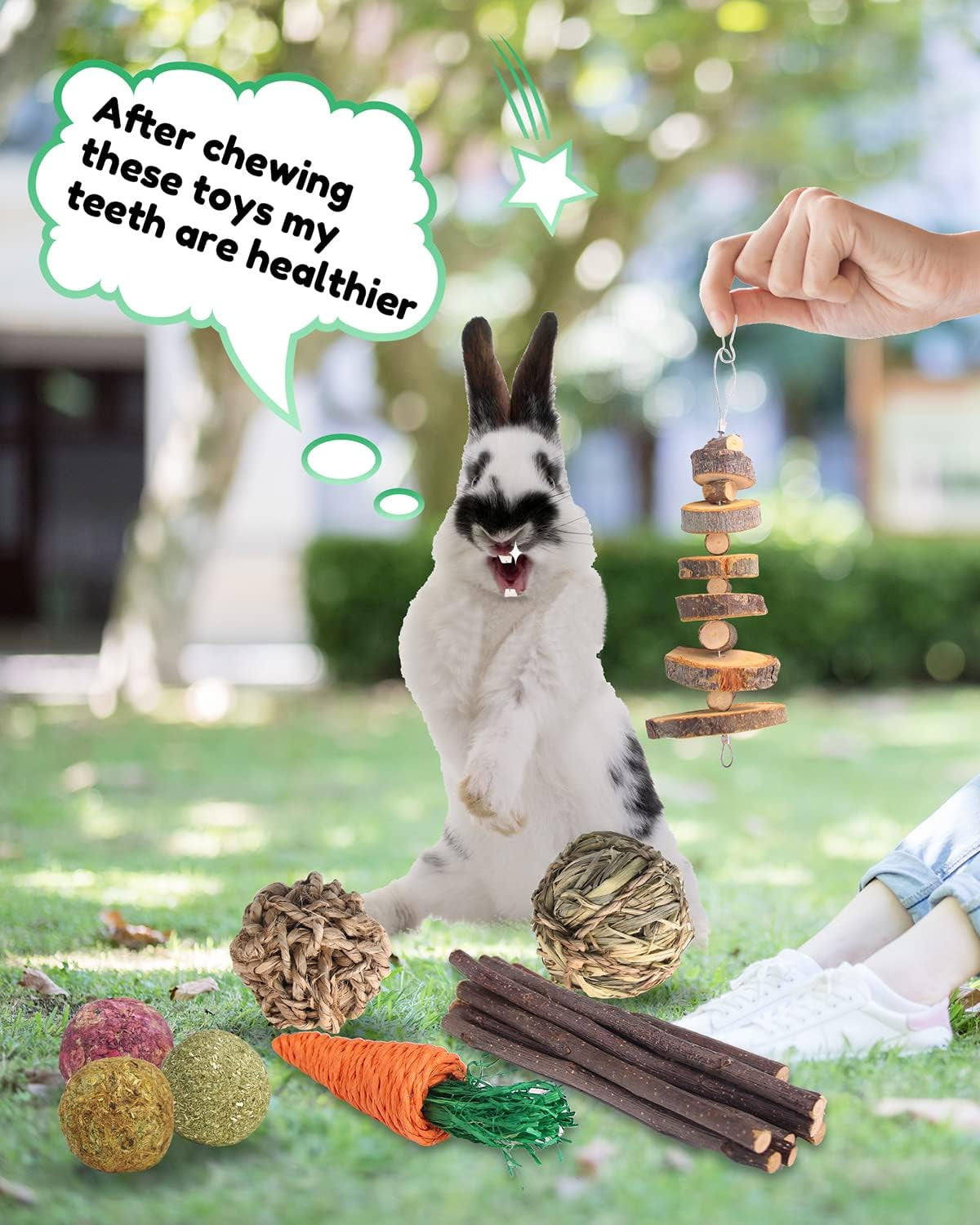 Rabbit Toys for Bunny, Small Animal Chew Treat - 100% Natural Materials Handmade for Hamster/Guinea Pig/Chinchilla/Rat…