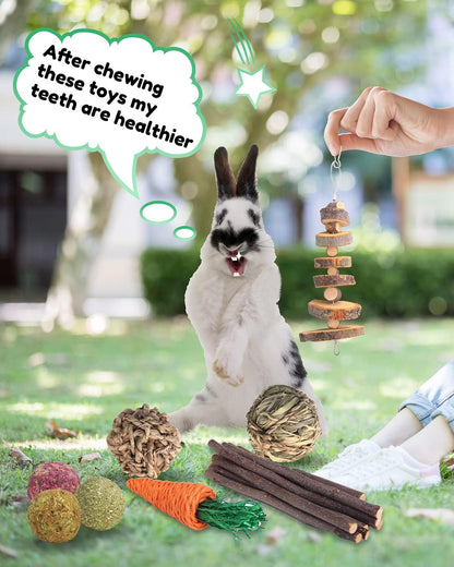 Rabbit Toys for Bunny, Small Animal Chew Treat - 100% Natural Materials Handmade for Hamster/Guinea Pig/Chinchilla/Rat…